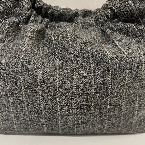 Charcoal Grey Pinstripe Bermuda Bag with Bamboo Handles