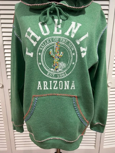 Hand Embellished "Phoenix Arizona" Pullover Hoodie Sweatshirt