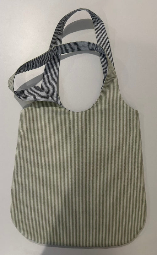 Reversible, 2 Color, Oxford Stripe, Shoulder Tote