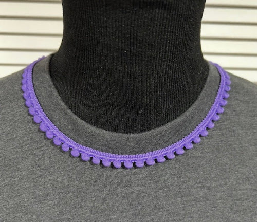 Med Heather Grey Short Sleeve Tee with Purple Neck Trim