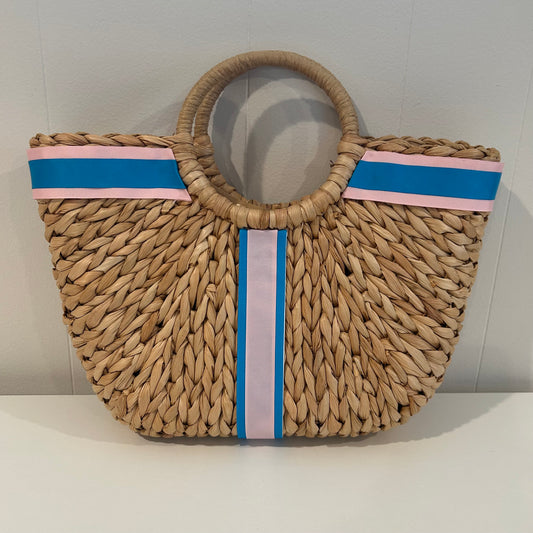 Wicker Tote with Ribbon Trims