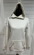 Oatmeal Heather Sweatshirt with Multi Colored Beads
