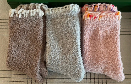 Fuzzy Boucle Socks with Embroidery