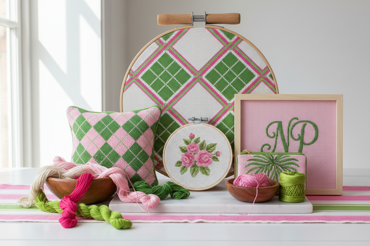 Clean needlepoint hero banner