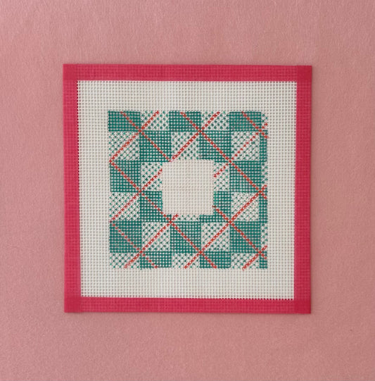 Check/ Argyle Canvas with Center Square for your Initial