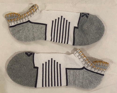 Footie Socks with Gold and Silver Metallic Embroidery