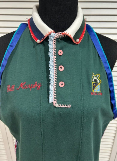 Polo Collar Tank with Trims and Beads and Embroidery