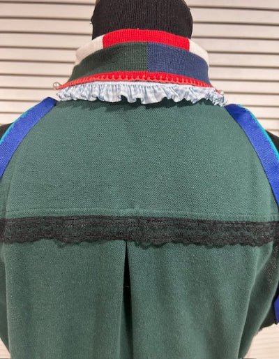 Polo Collar Tank with Trims and Beads and Embroidery
