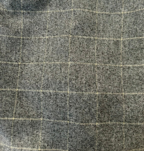 Grey Flannel & Cream Windowpain Plaid Shoulder Tote