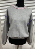 Light Heather Grey Sweatshirt with Trims at Neck and Armholes
