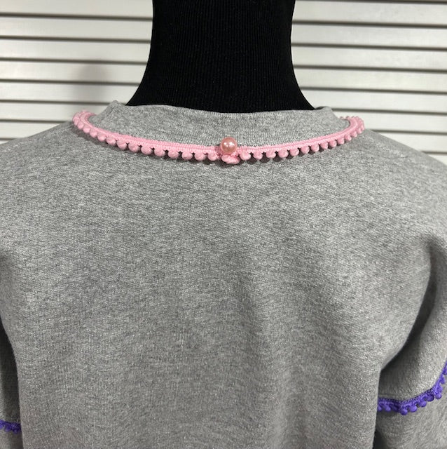Light Heather Grey Sweatshirt with Trims at Neck and Armholes