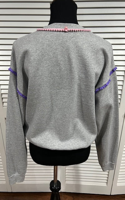 Light Heather Grey Sweatshirt with Trims at Neck and Armholes