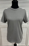 Med Grey Short Sleeved Tee with Pearl Trims