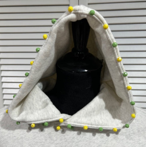 Oatmeal Heather Sweatshirt with Multi Colored Beads