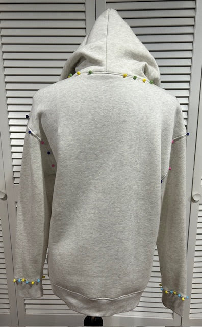 Oatmeal Heather Sweatshirt with Multi Colored Beads