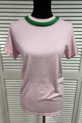 Pale Pink, Short Sleeved Tee w Ribbon and Pearl trims